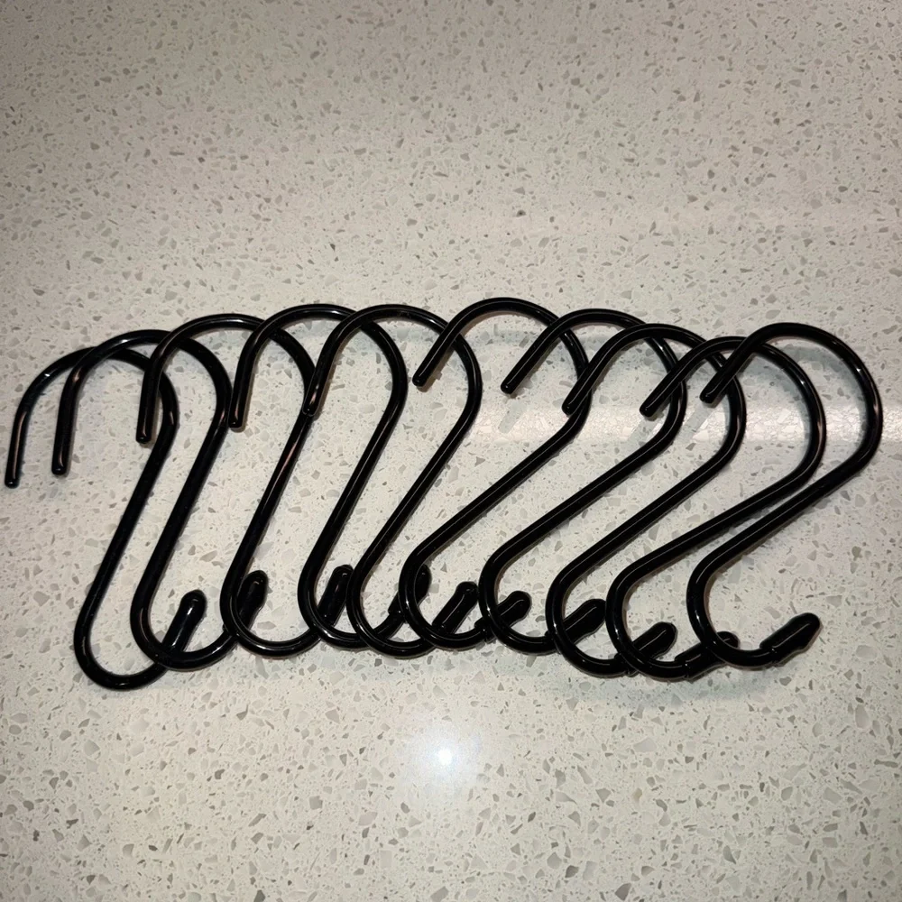 Black S-Shaped Hooks for closet organization - Package of 10